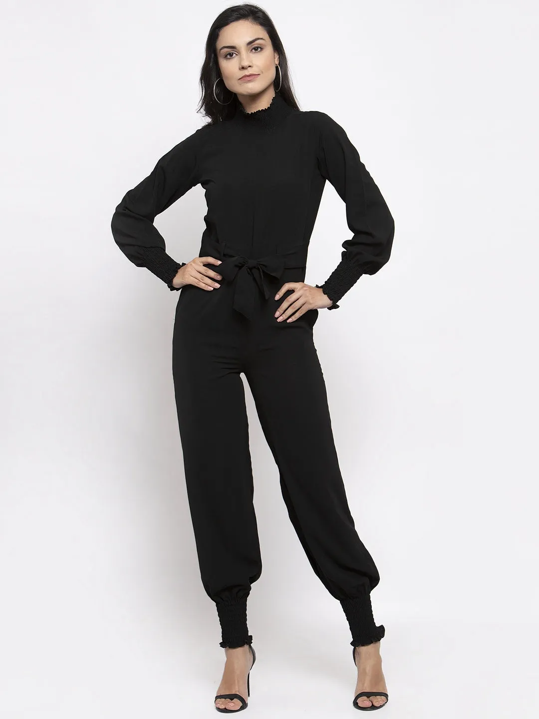 Jashvi Women Black Solid Basic Jumpsuit