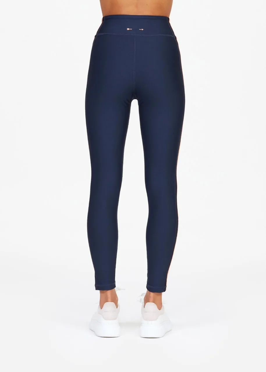 Jewel Color Block Midi Pant, Navy