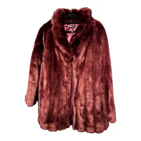 Kaleidoscope Faux Fur Burgundy Long Sleeved Coat UK Size 10