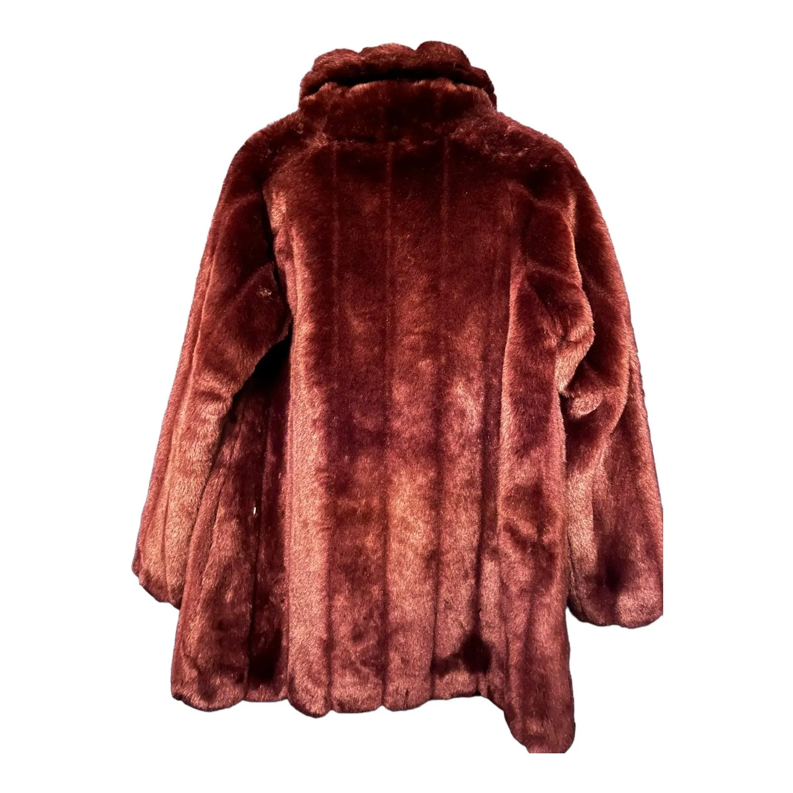 Kaleidoscope Faux Fur Burgundy Long Sleeved Coat UK Size 10