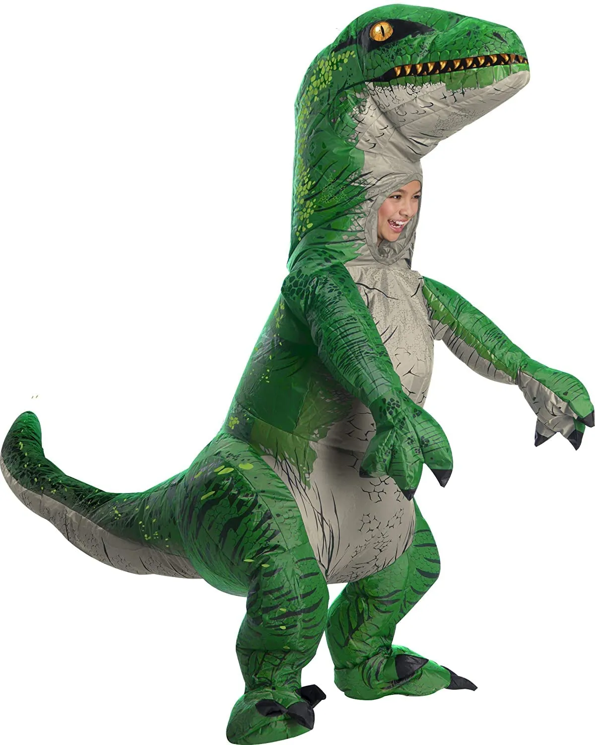 Kids Inflatable Velociraptor Dinosaur Costume with Sound