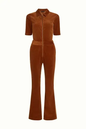 King Louie Garbo Flare Jumpsuit Corduroy Bombay Brown