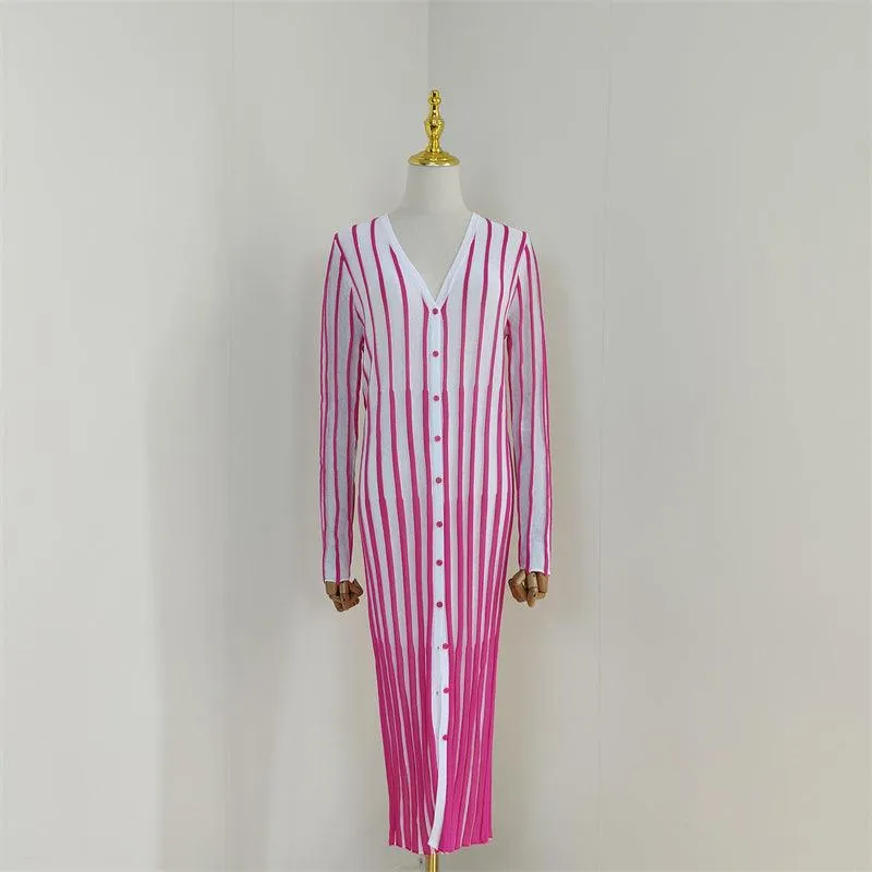 KittenAlarm - Pearle Button Down Vertical Stripe Dress