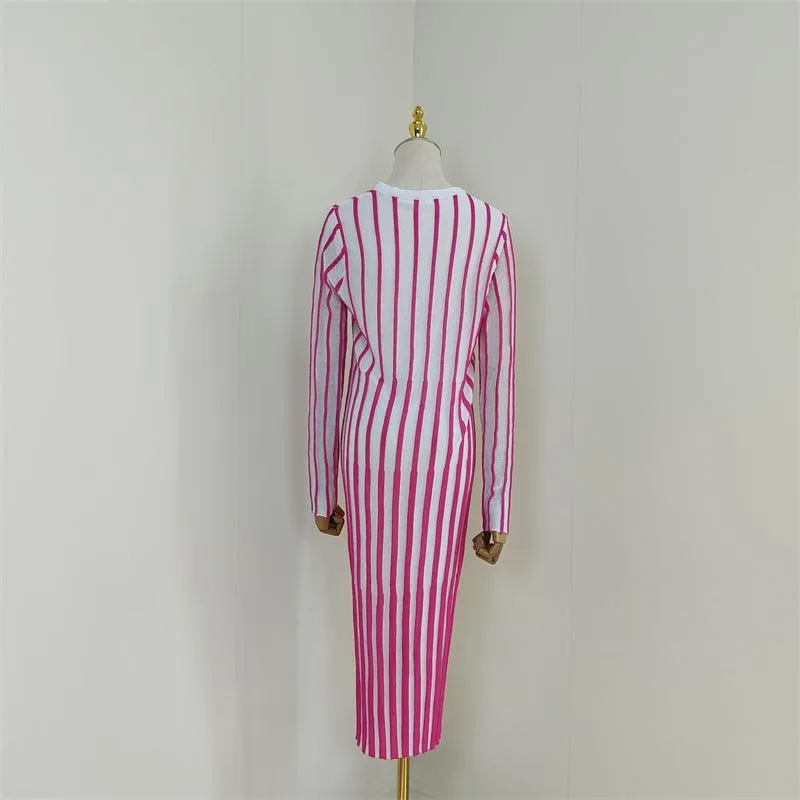 KittenAlarm - Pearle Button Down Vertical Stripe Dress