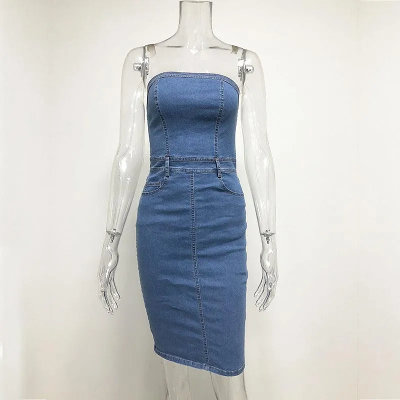 KittenAlarm - Yasmine Strapless Denim Dress