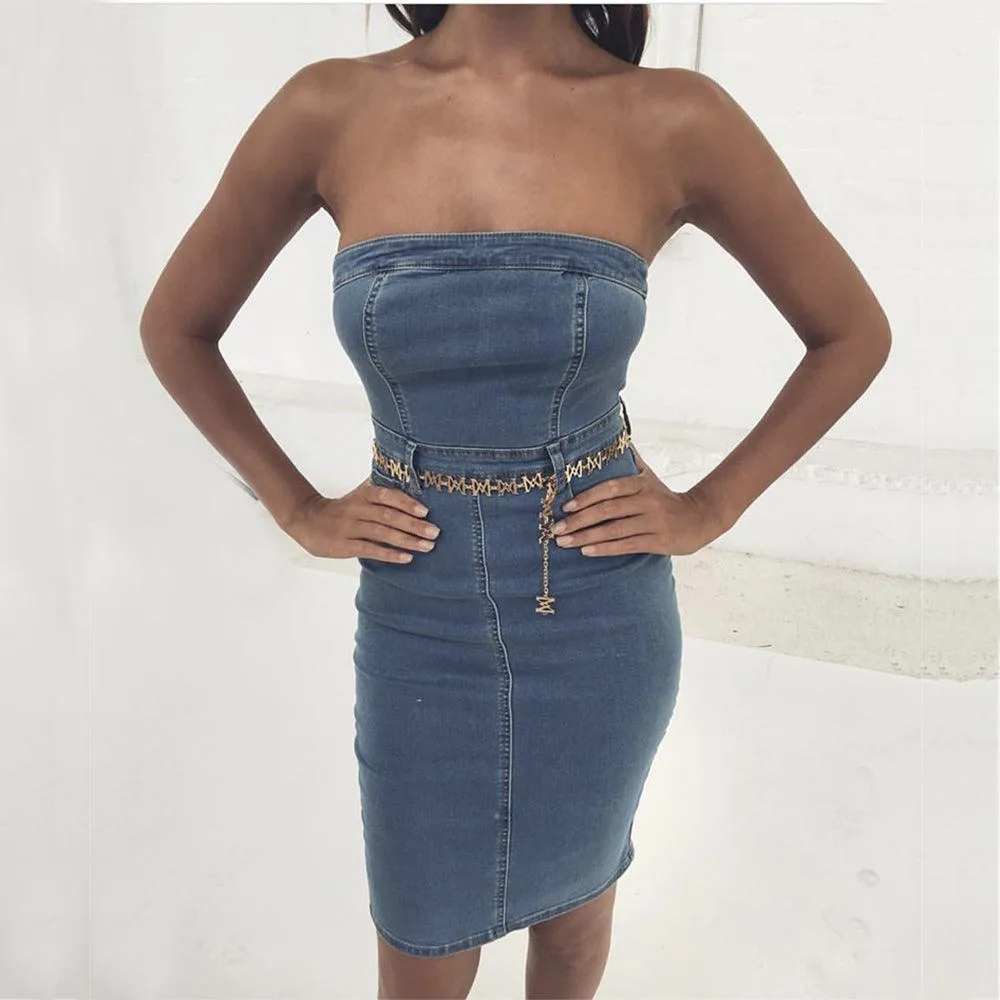 KittenAlarm - Yasmine Strapless Denim Dress