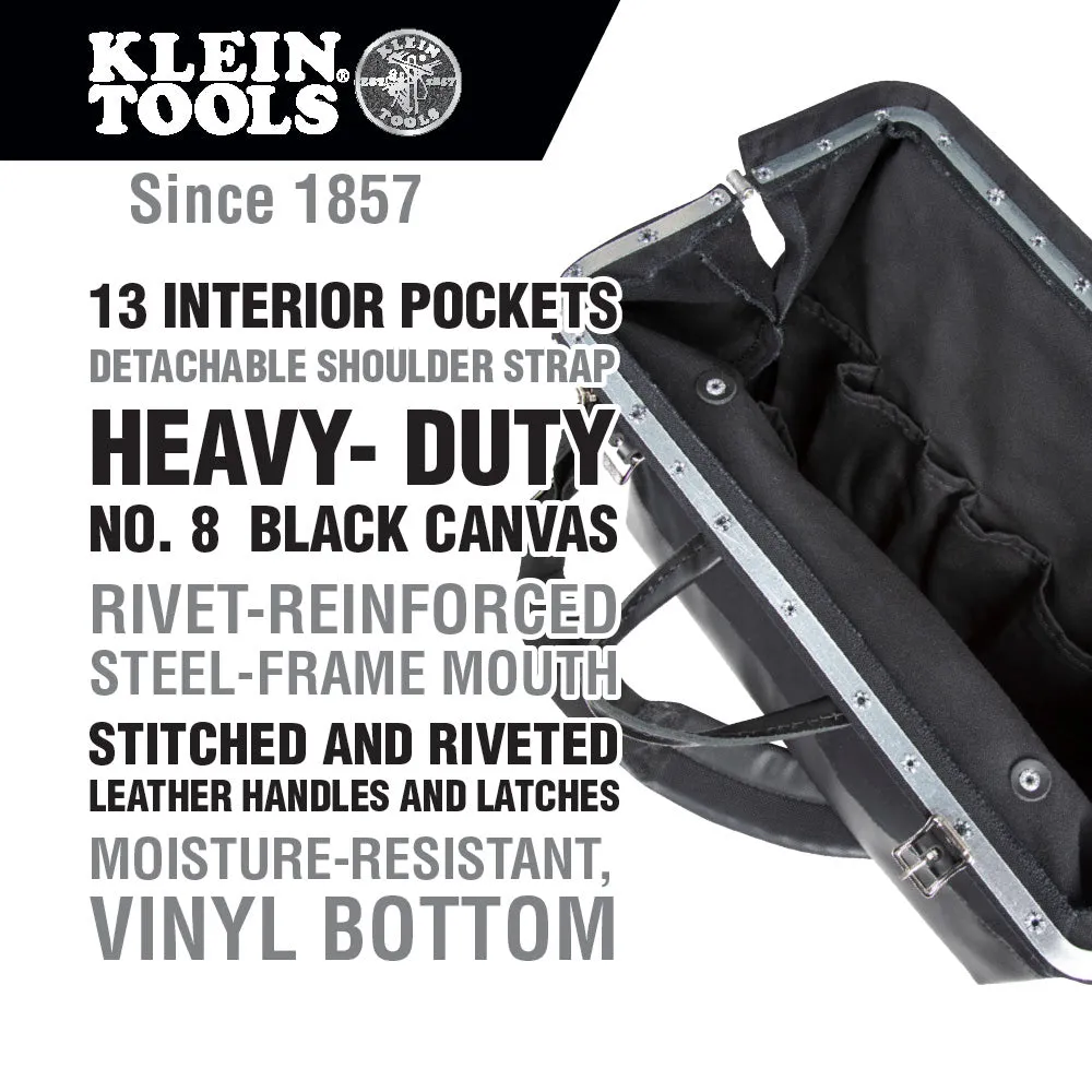 Klein 510218SPBLK Deluxe Black Canvas Tool Bag, 18"