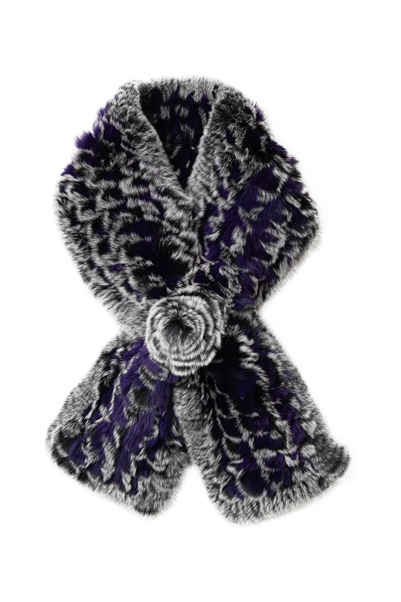 Knitted Rex Rabbit Pull-Though Scarves-Flower Detail