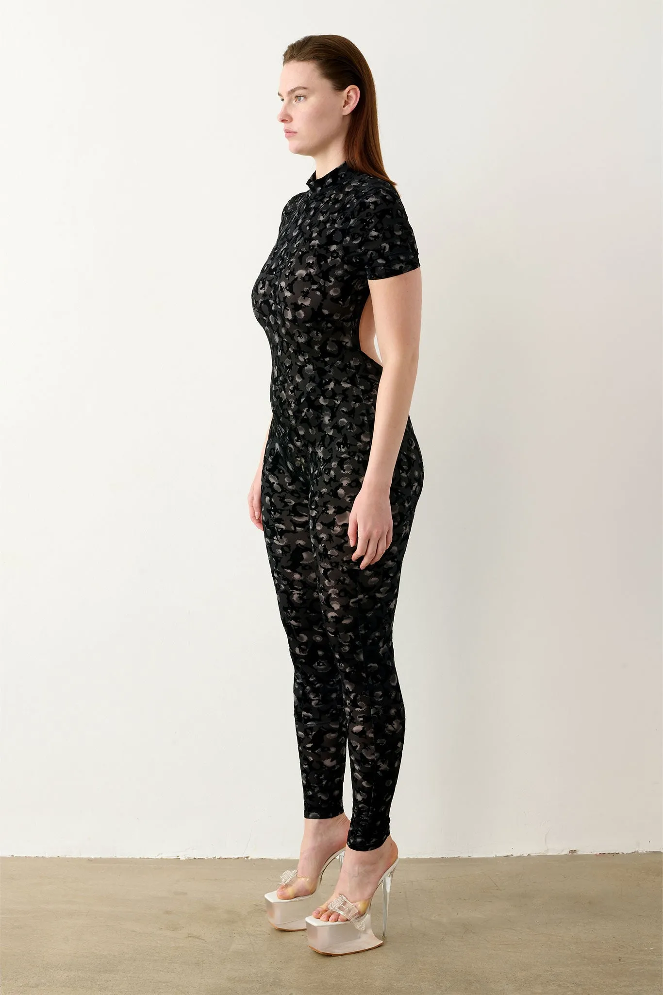 Knockout Jumpsuit Black Leopard Print