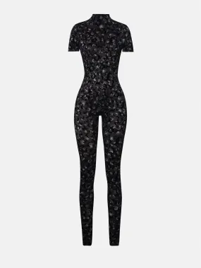 Knockout Jumpsuit Black Leopard Print