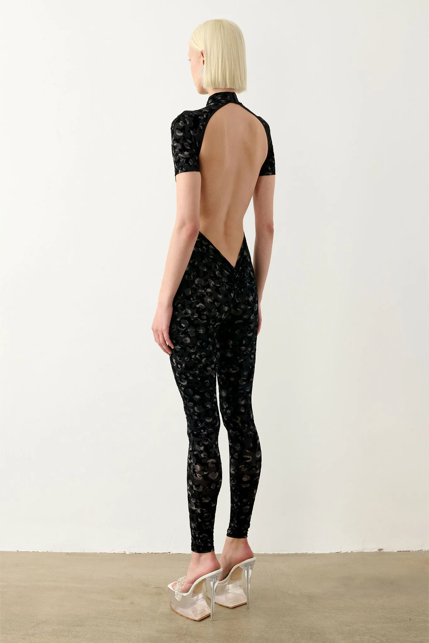 Knockout Jumpsuit Black Leopard Print