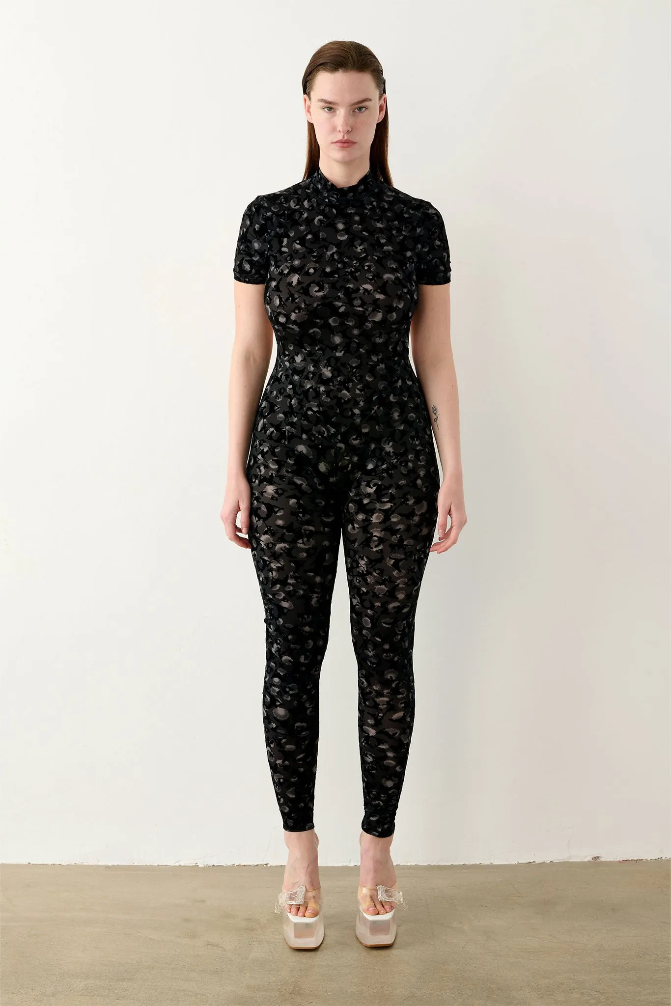 Knockout Jumpsuit Black Leopard Print