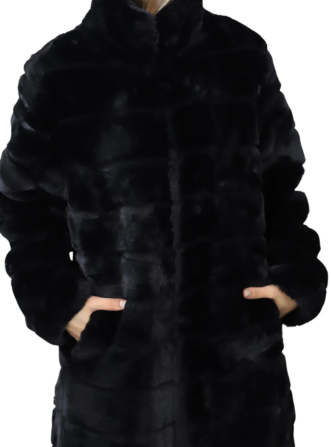 La Fiorentina Plush Faux Coat - Black