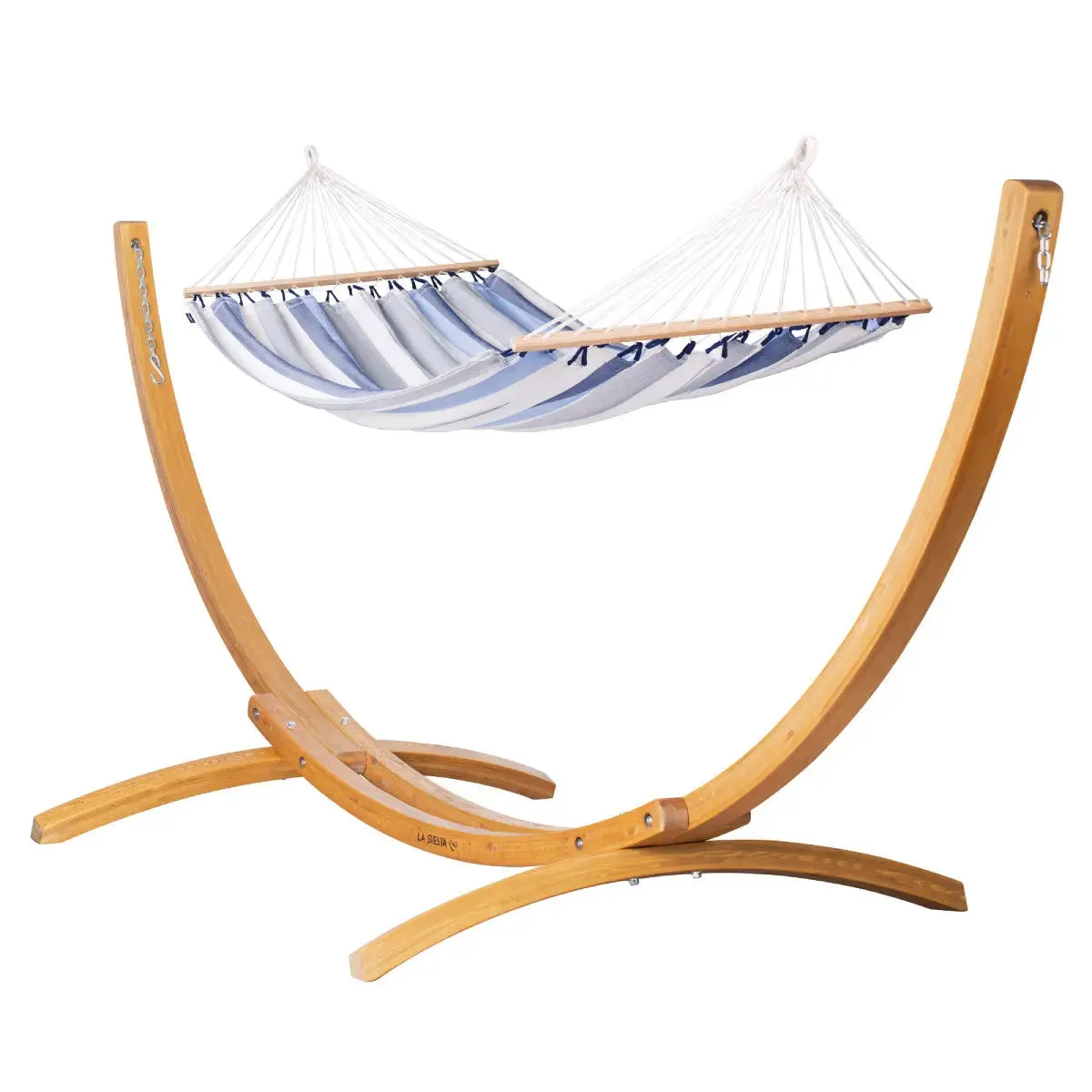 LA SIESTA Alisio Double Spreader Bar Hammock with Wooden Stand (W 160 cm)