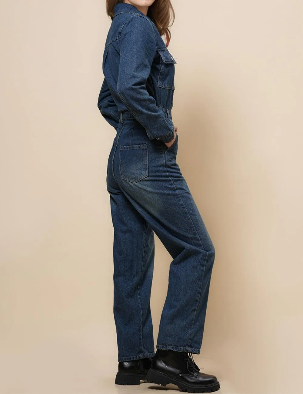 Ladies Daily Jumpsuit Botton Pockets Denim Overall SKJ4952