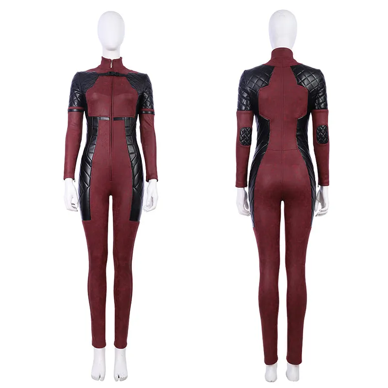 Lady Deadpool Cosplay Costume Red Leather Bodysuit Halloween Party Suit