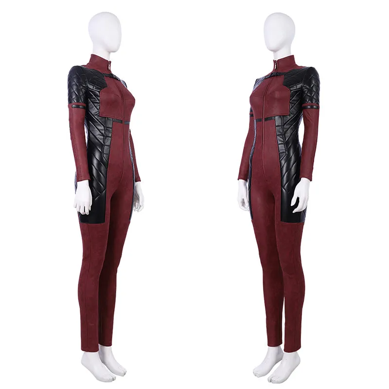 Lady Deadpool Cosplay Costume Red Leather Bodysuit Halloween Party Suit