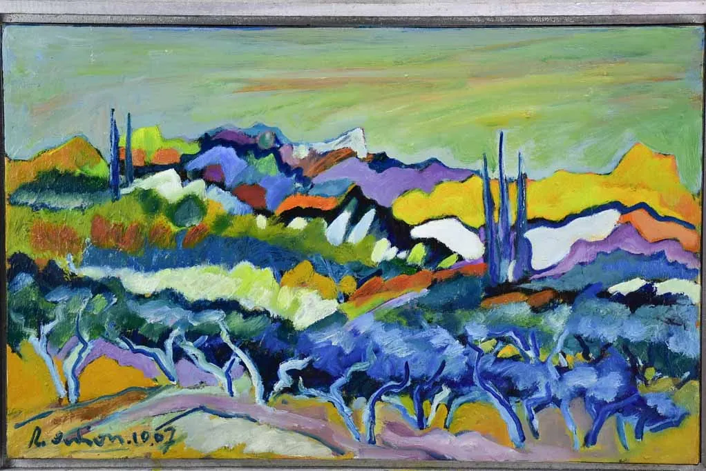 Landscape painting in the Alpilles 1967 - Roger Oulion (1932- ) 16½" x 25¼"