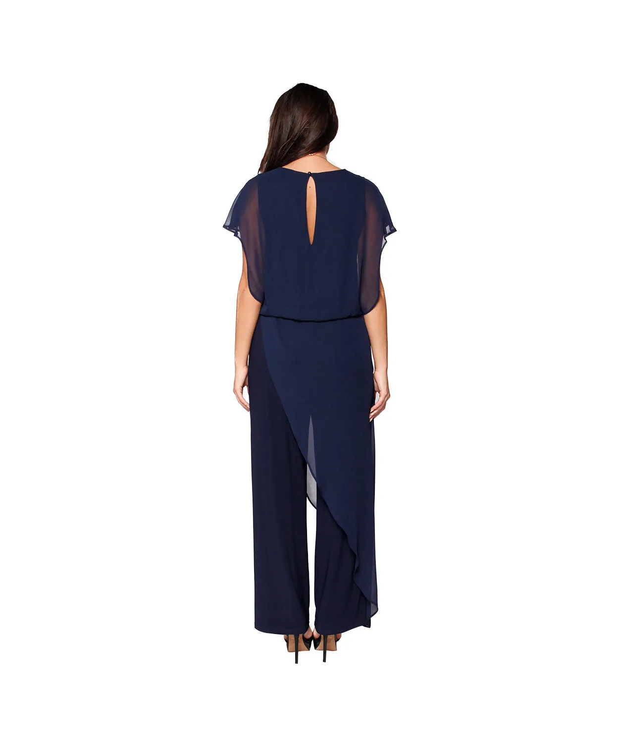 Last Tango Jumpsuit With Chiffon Overlay - Navy