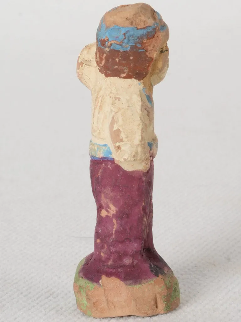 Late 19th / Early 20th Century Handmade Terracotta Santon Figure with Sack