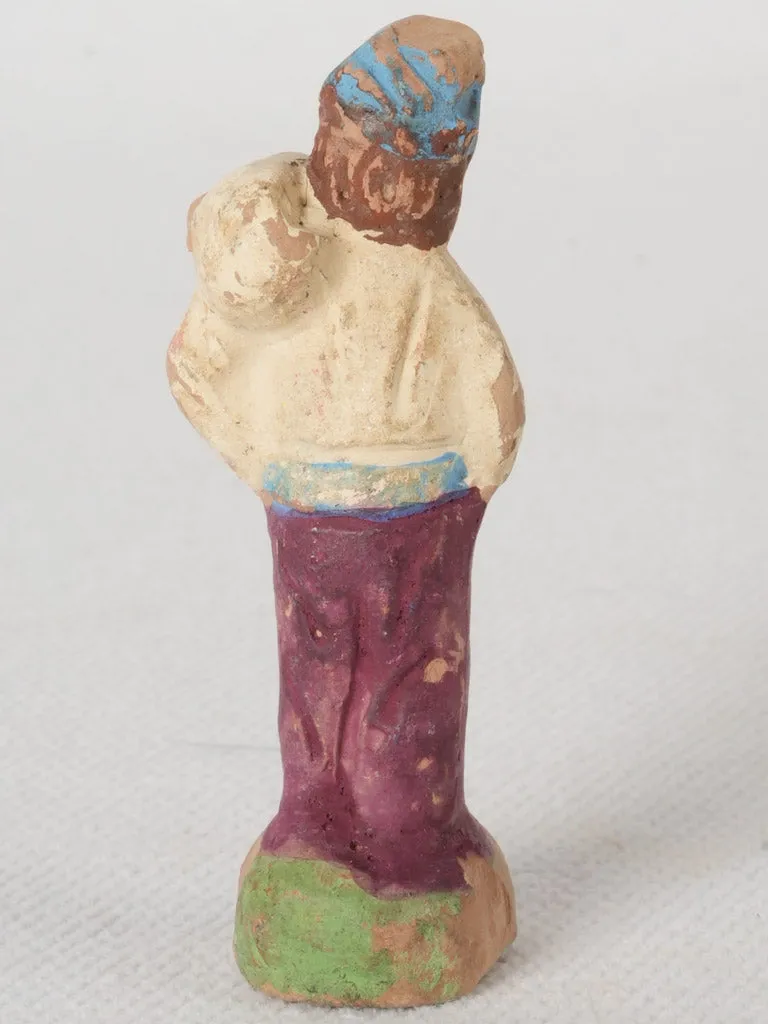 Late 19th / Early 20th Century Handmade Terracotta Santon Figure with Sack