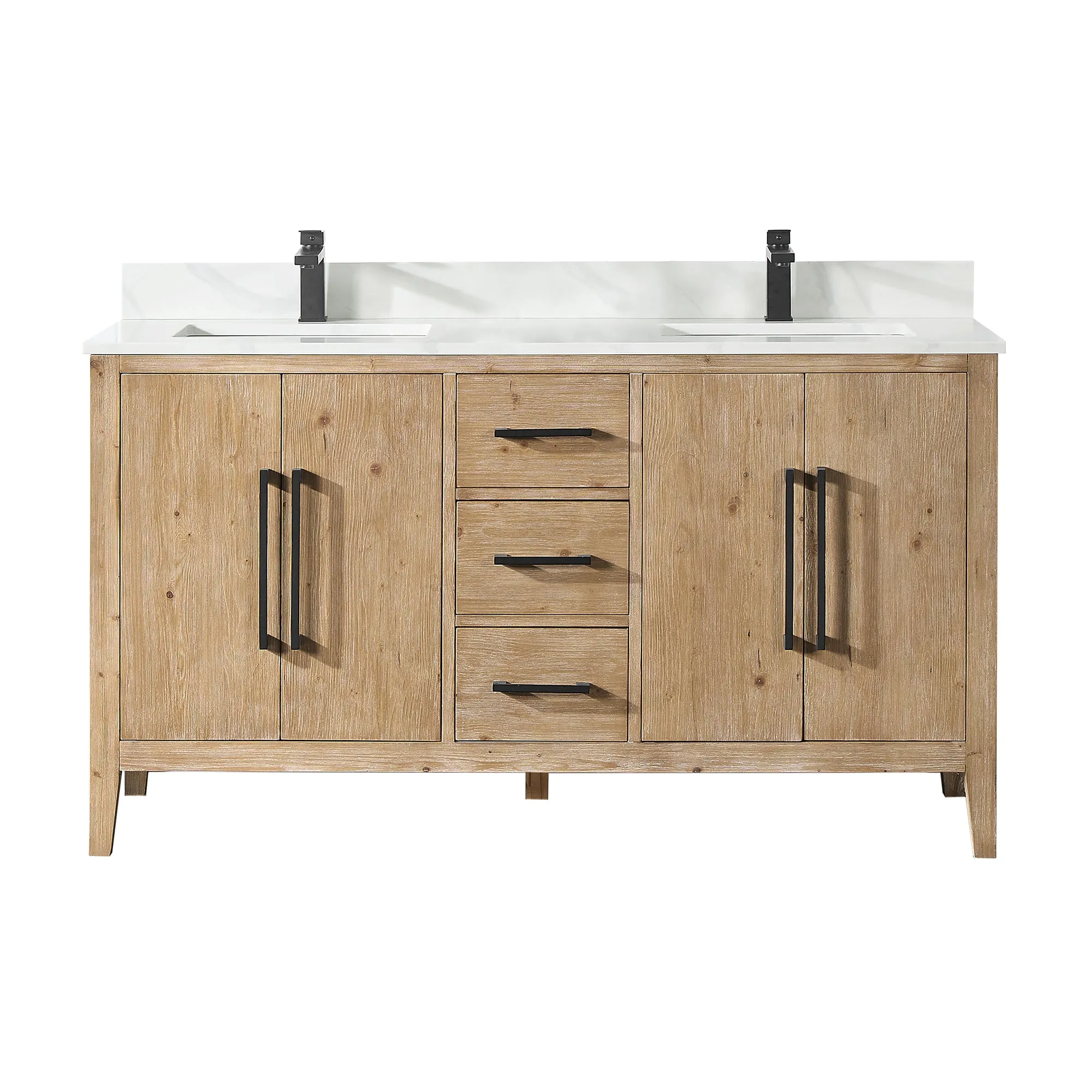 Laurel 60" Double Bathroom Vanity with Calacatta White Quartz Countertop