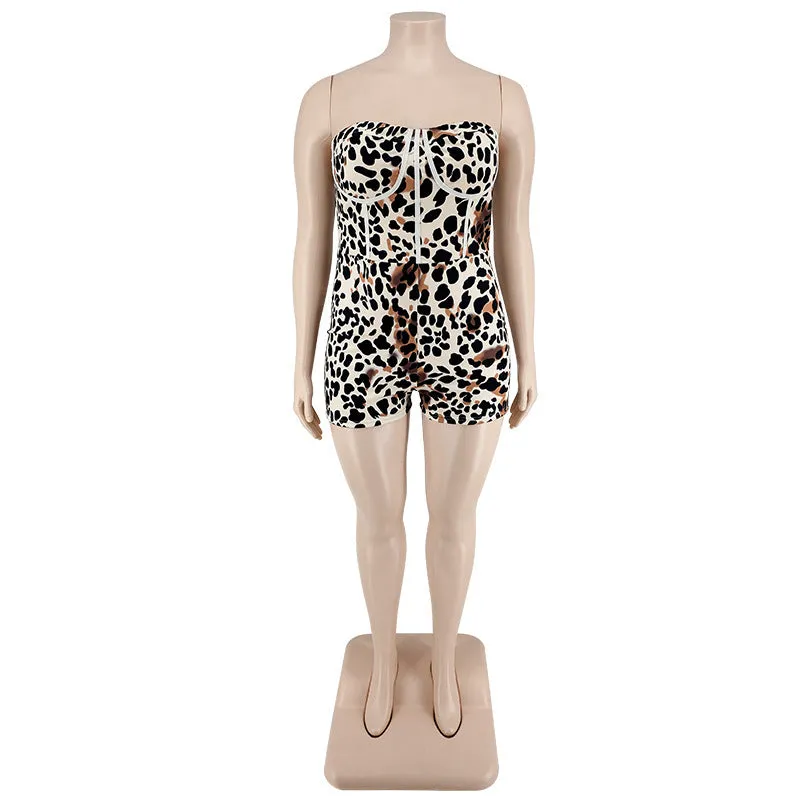 Leopard Print Jumpsuit Plus Size Women's