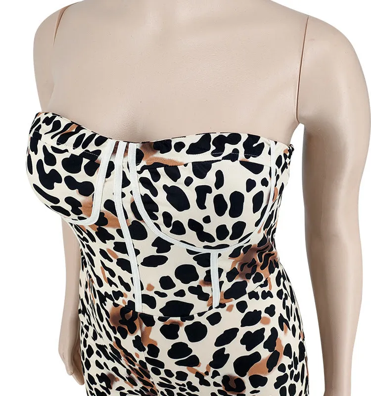 Leopard Print Jumpsuit Plus Size Women's