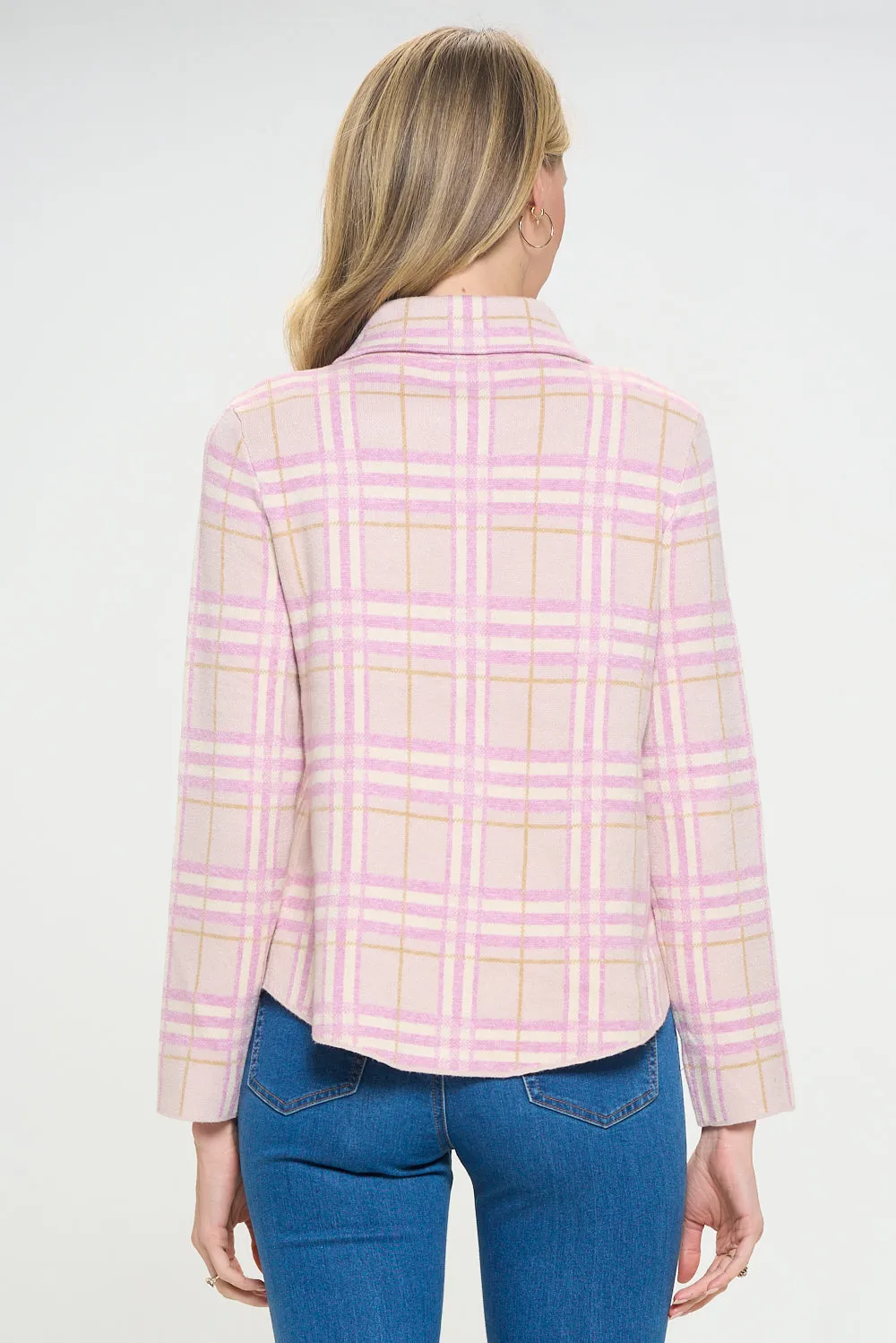 Lilac Hue Checkered Knit Coat