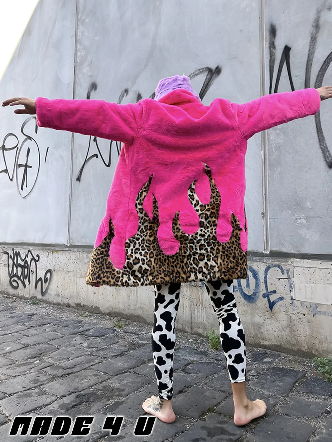 LION KING FAUX FUR JACKET - PINK & LEOPARD ✰ MADE 4 U ✰