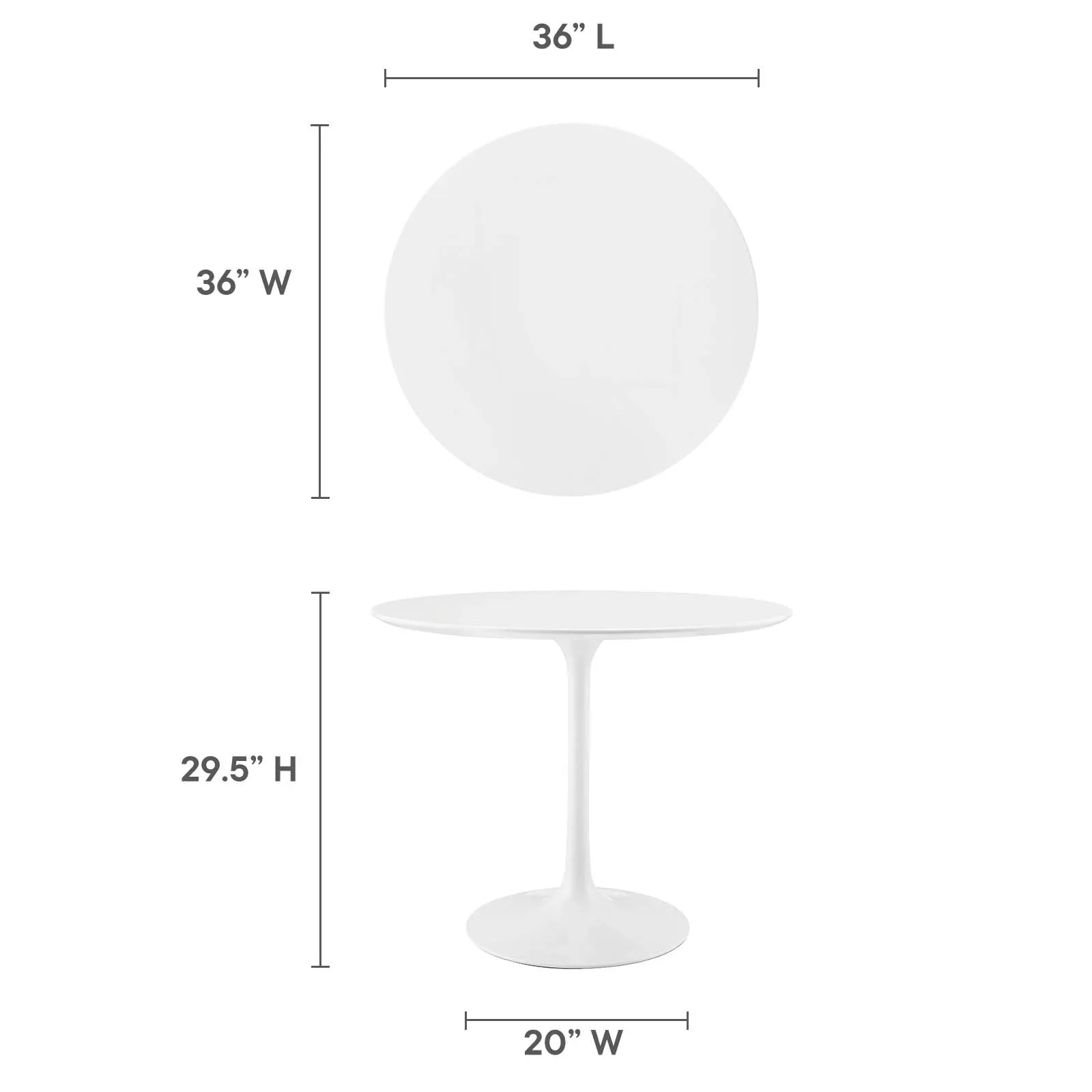 Lippa 36" Round Wood Top Dining Table White EEI-1116-WHI