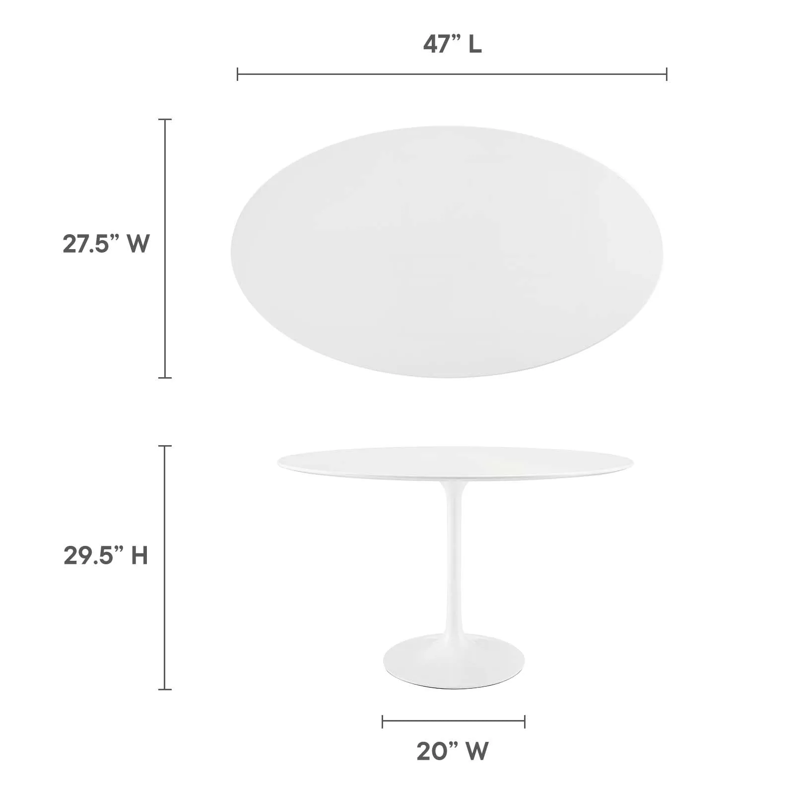 Lippa 48" Oval Wood Top Dining Table White EEI-2017-WHI