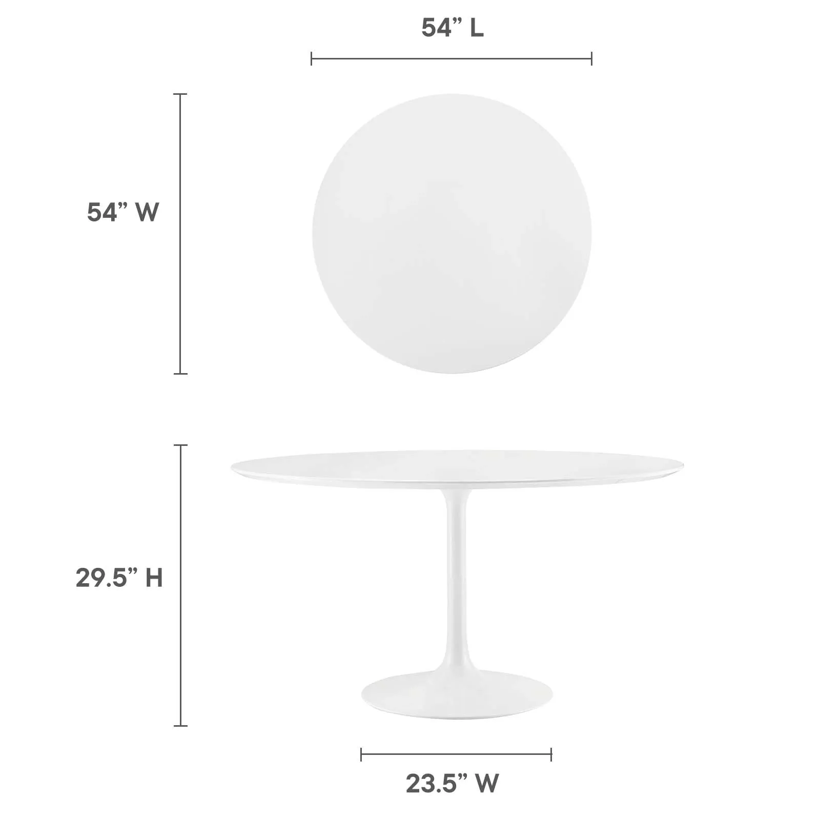 Lippa 54" Round Wood Top Dining Table White EEI-1119-WHI