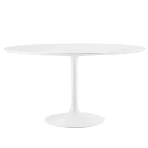 Lippa 54" Round Wood Top Dining Table White EEI-1119-WHI