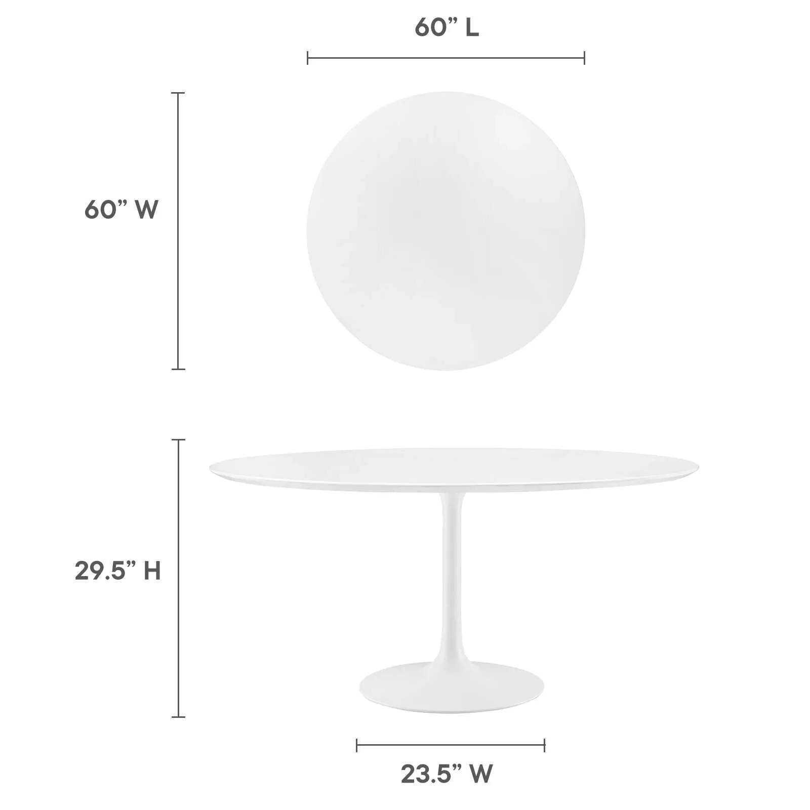 Lippa 60" Round Wood Top Dining Table White EEI-1120-WHI