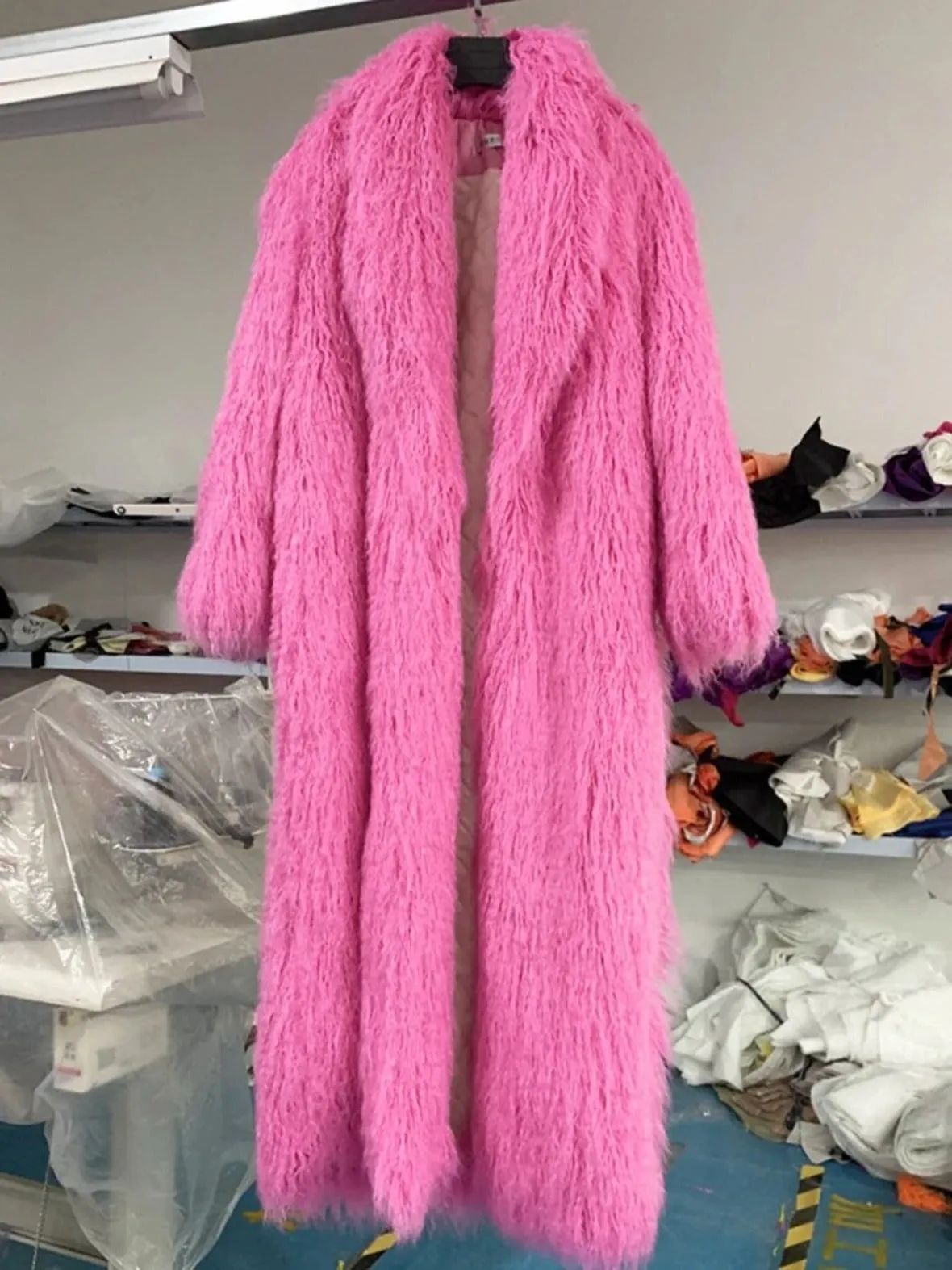 Long Shaggy Faux Fur Coat