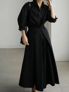 Long Sleeve Solid Shirt Maxi Dress