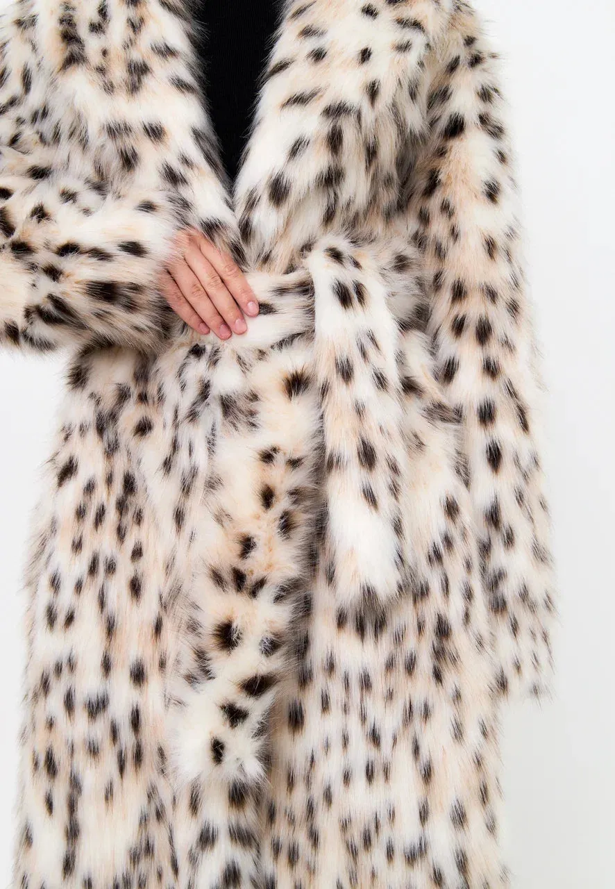 Luxe Spotted Faux Long Coat