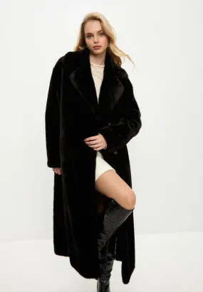 Luxurious Faux Fur Coat Freya - Black