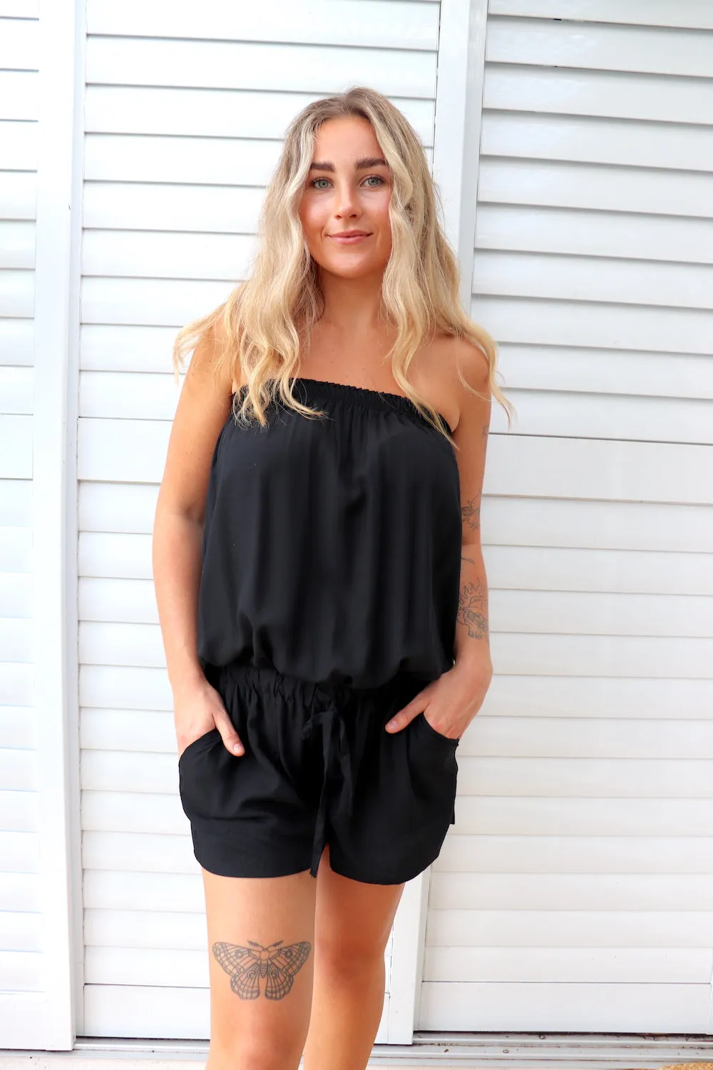 Maldives Short Jumpsuit In Black - Pre order for mid Dec Now