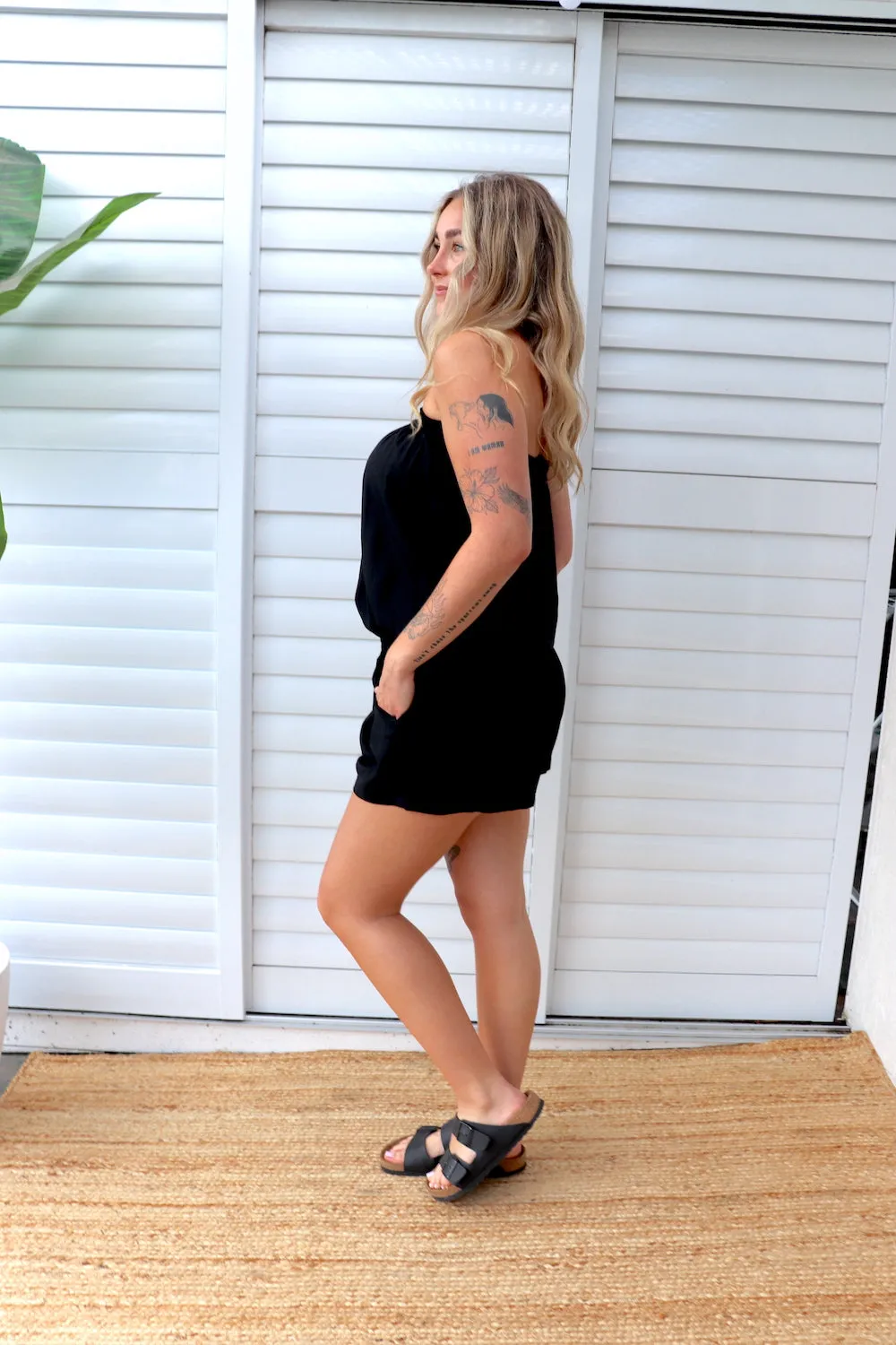 Maldives Short Jumpsuit In Black - Pre order for mid Dec Now