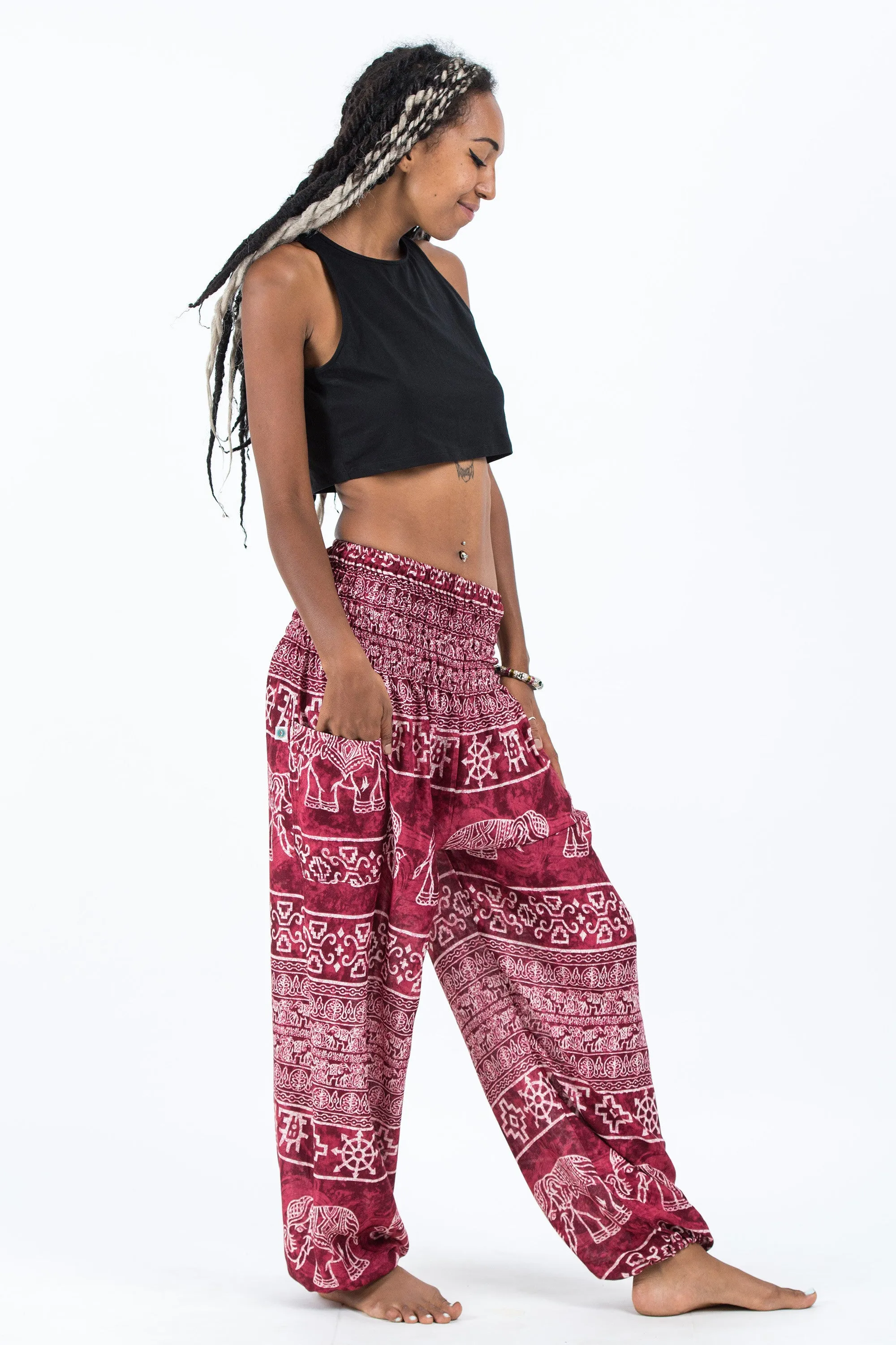 Marble Elephant Women's Elephant Pants in Red