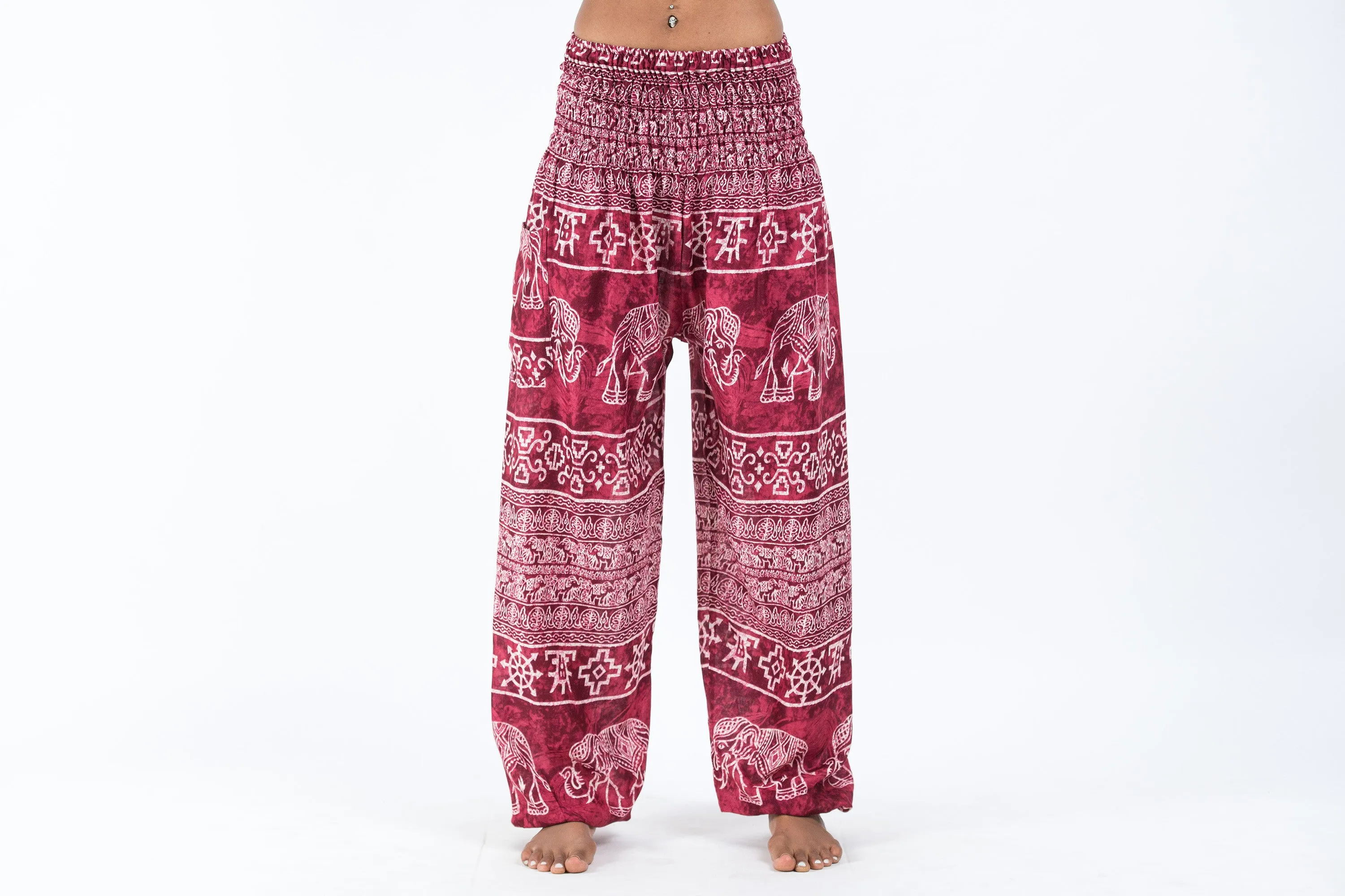 Marble Elephant Women's Elephant Pants in Red