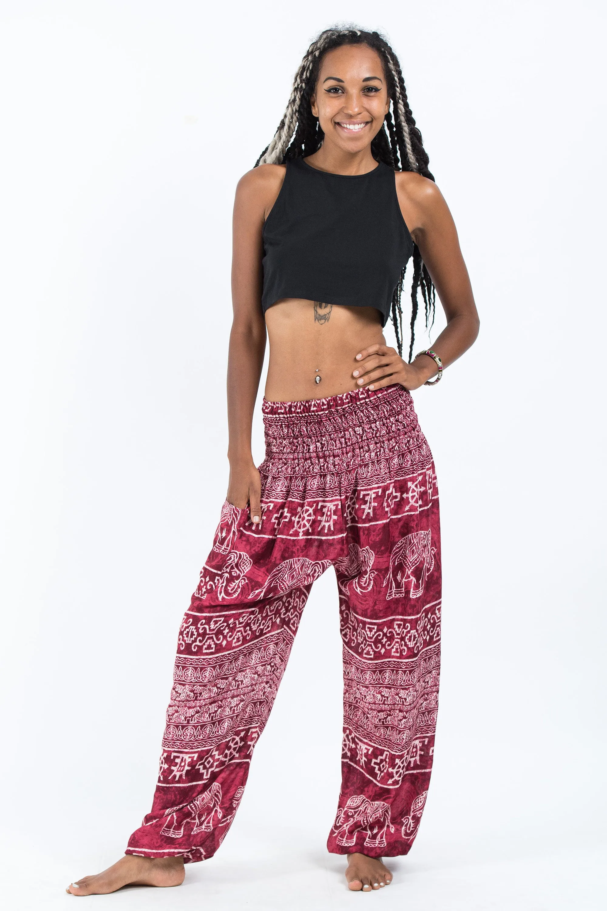 Marble Elephant Women's Elephant Pants in Red