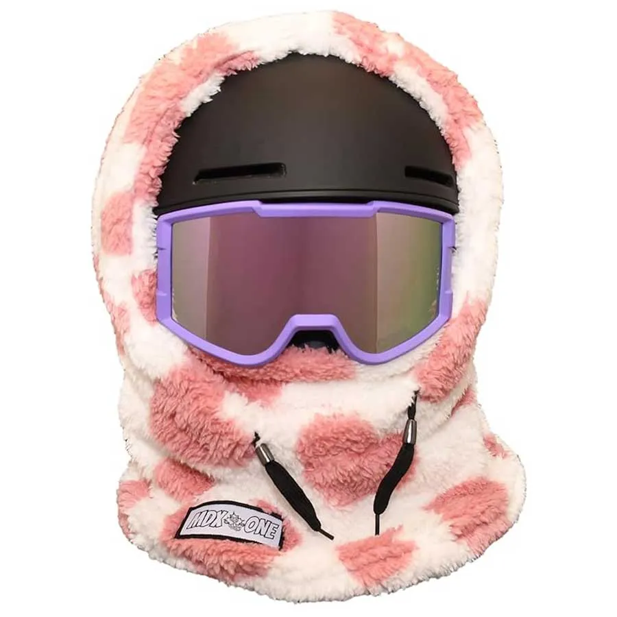 Mdxone Kids' Over Helmet Balaclava Double Plush Heart Pink/White