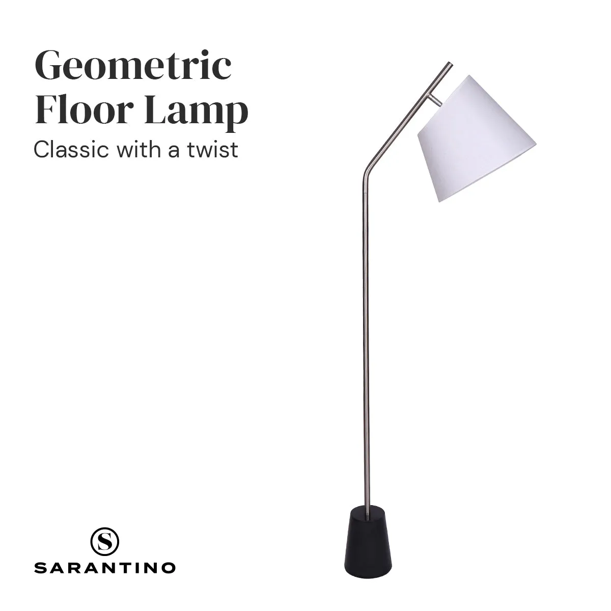 Metal Floor Lamp with Black Marble Base, Linen Shade – Sarantino