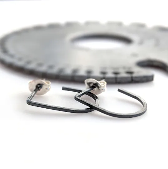 Mini Slim Hoops in Blackened Sterling Silver