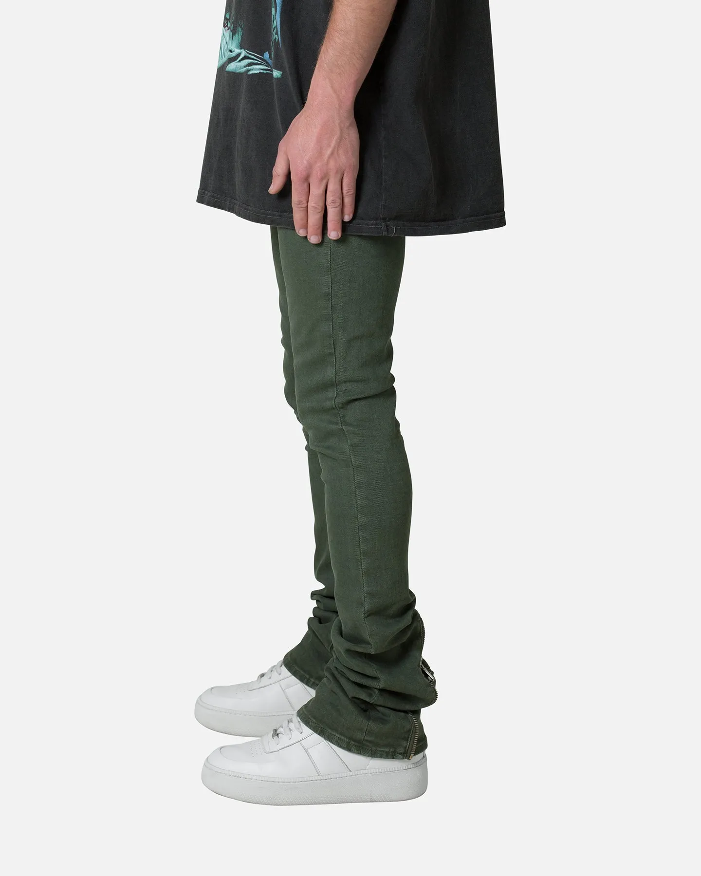 MNML X491 Convertible Skinny Denim Jeans Olive