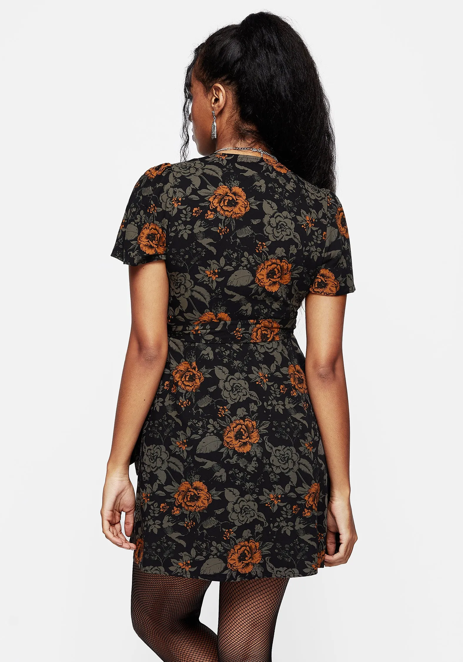 Mortify Floral Print Mini Wrap Dress