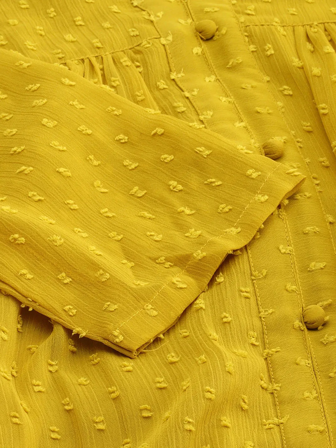 Mustard Solid Poly Chiffon Dress